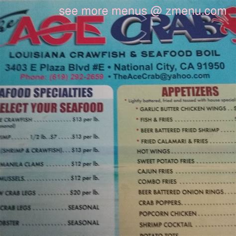 ace crab in national city|the ace crab menu.